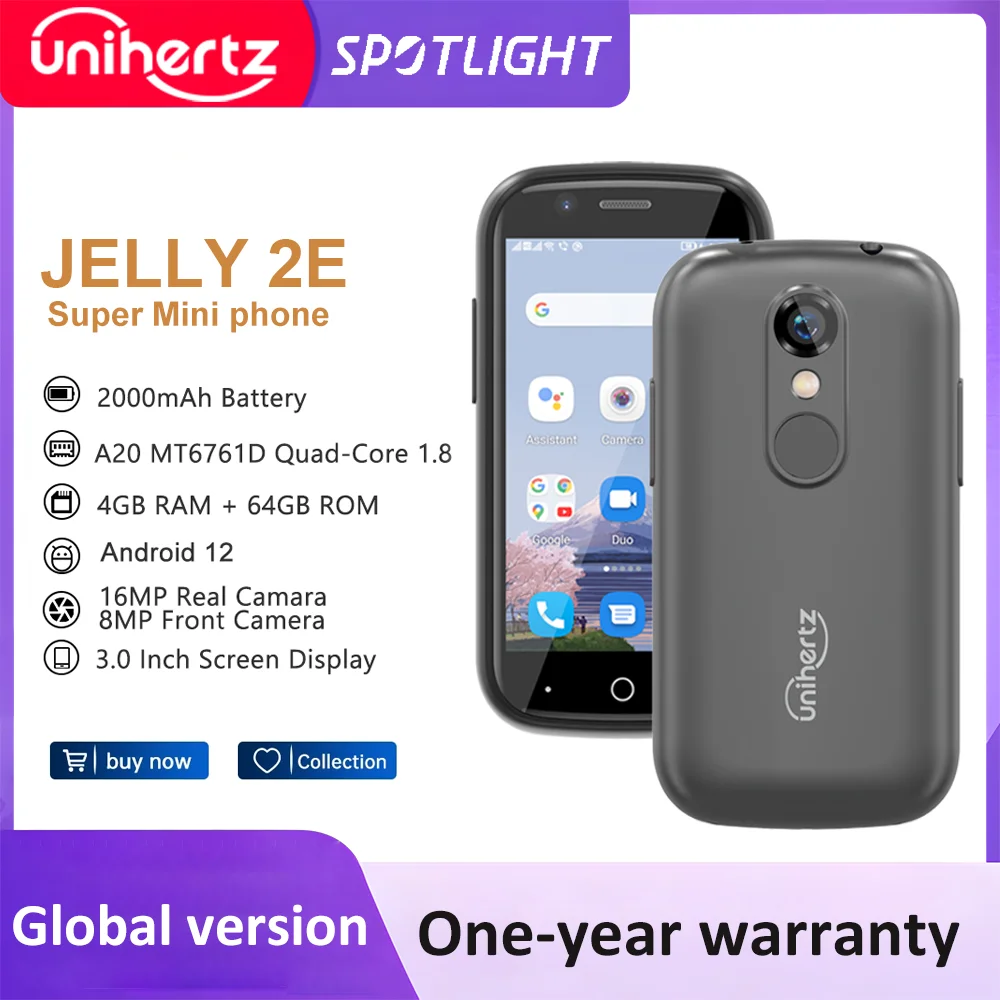 هاتف ذكي صغير من Unihertz-Jelly 2E ، هاتف محمول غير مقفل ، هواتف محمولة ، أندرويد 12 ، 4 جيجابايت ، 64 جيجابايت ، 10000 mAh