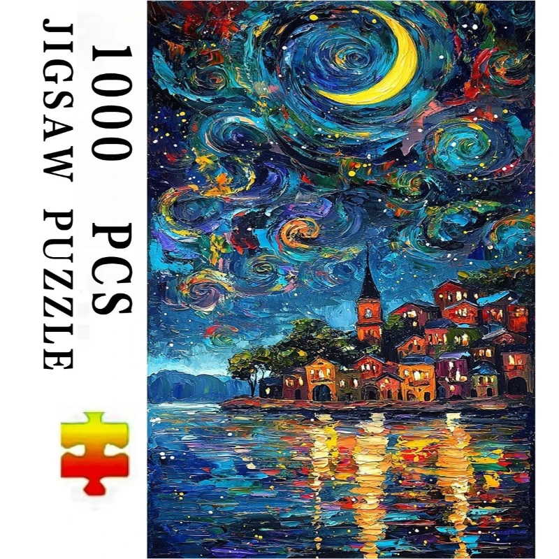 Jigsaw Puzzle for Adults 500/1000/1200/2000PCS Van Gogh Night Scene Artwork DIY Craft Home Wall Decoration Gift Idea
