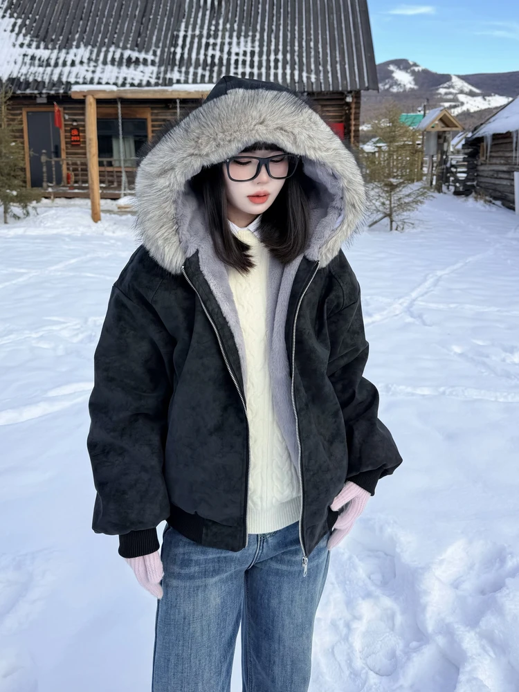 

Men's Winter Thiened Fce Lined PU Leather Jaet Loose Fit Warm Outerwear Casual Commute Sle Long Sve Zipper Closure