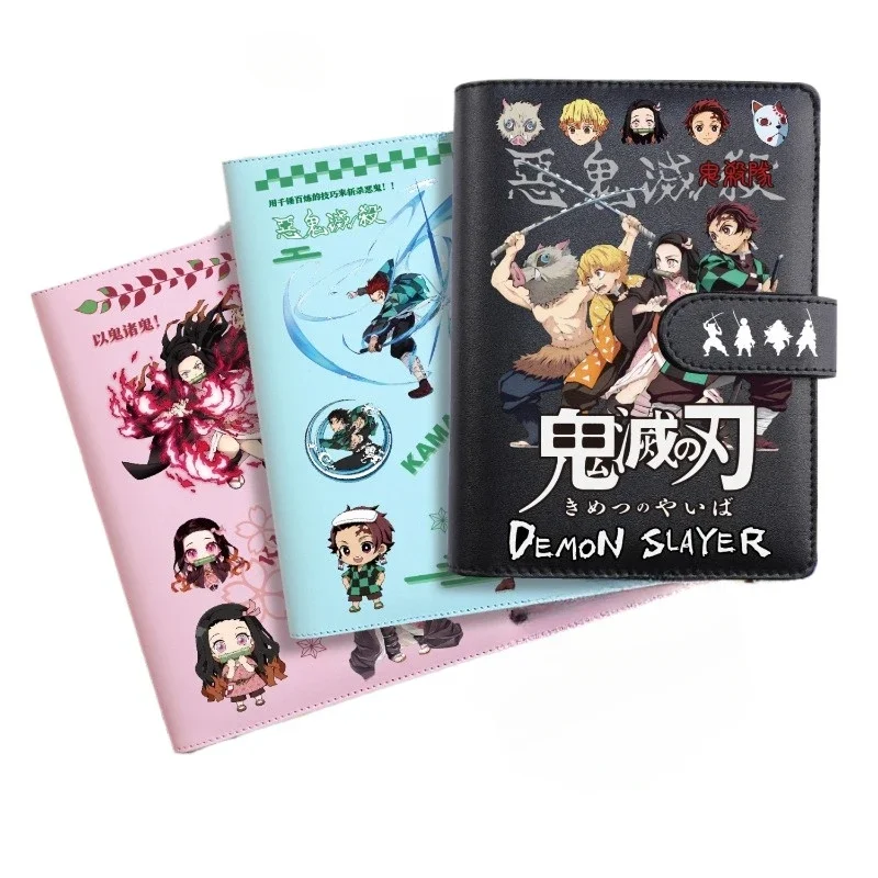 A6 Demon Slayer Anime Notebook - 4-in-1 Refillable Journal with Dot Grid, Lined, Grid & Blank Kimetsu no Yaiba Loose-leaf Binder