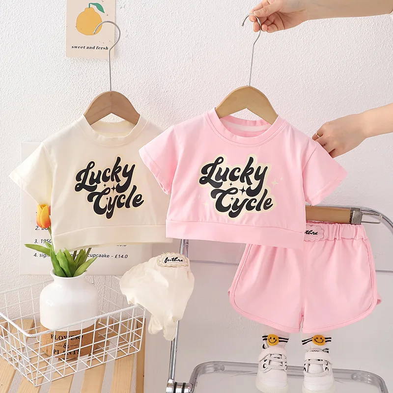 Girls' summer dress new Korean short sleeve set in children's fashion set summer baby girls set image 2