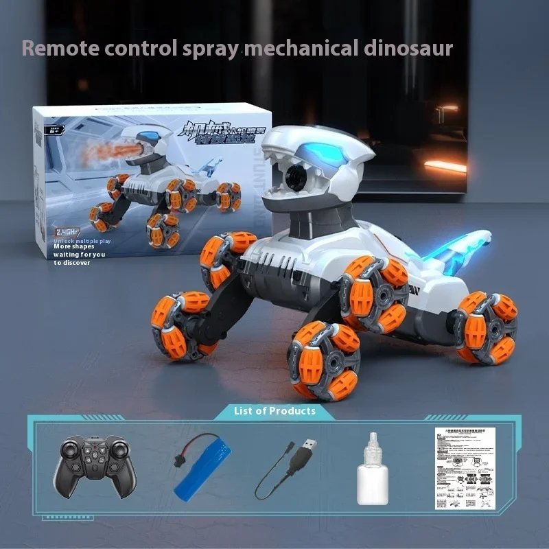 Carro de controle remoto das crianças oito rodas dublê máquina dinossauro spray relógio elétrico indução robô inteligente brinquedo atacado