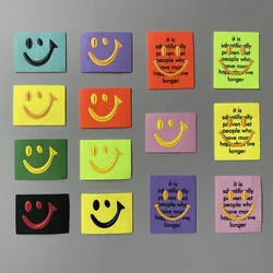 Mixed 12Pcs/Lot smiling face patches fashion color 3D printe stickers Sew on Applique Clothing handmade DIY Accessories Decor