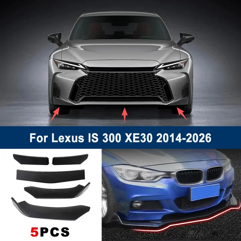 

Adjustable 5Pcs Sectional Front Spoiler Lip For Lexus IS 300 XE30 2014-2026 Front Bumper Splitter Car Exterior Sport Body Kit
