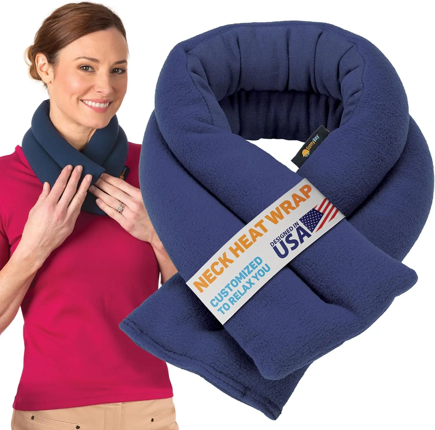 

Microwavable Heating Pad for Neck and Shoulder Pain Relief, Weighted Beanbag Hot or Cold Compress, 2.2 lbs Navy Blue