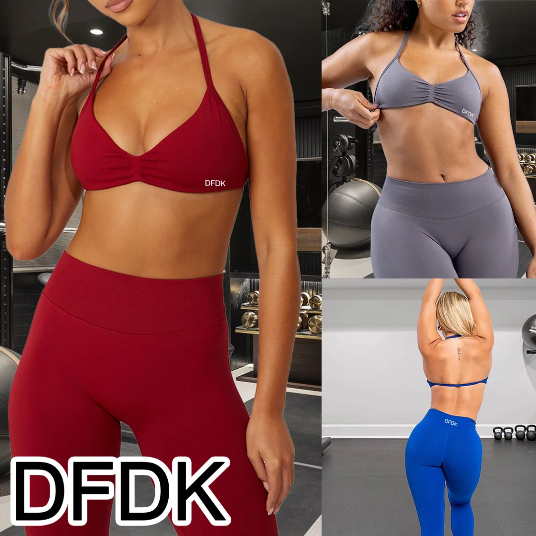 DFDK 2PCS Seamless Sportswear Set Wireless Yoga Underwear Compression Slim Leggings Daily Gym Jogging Activewear