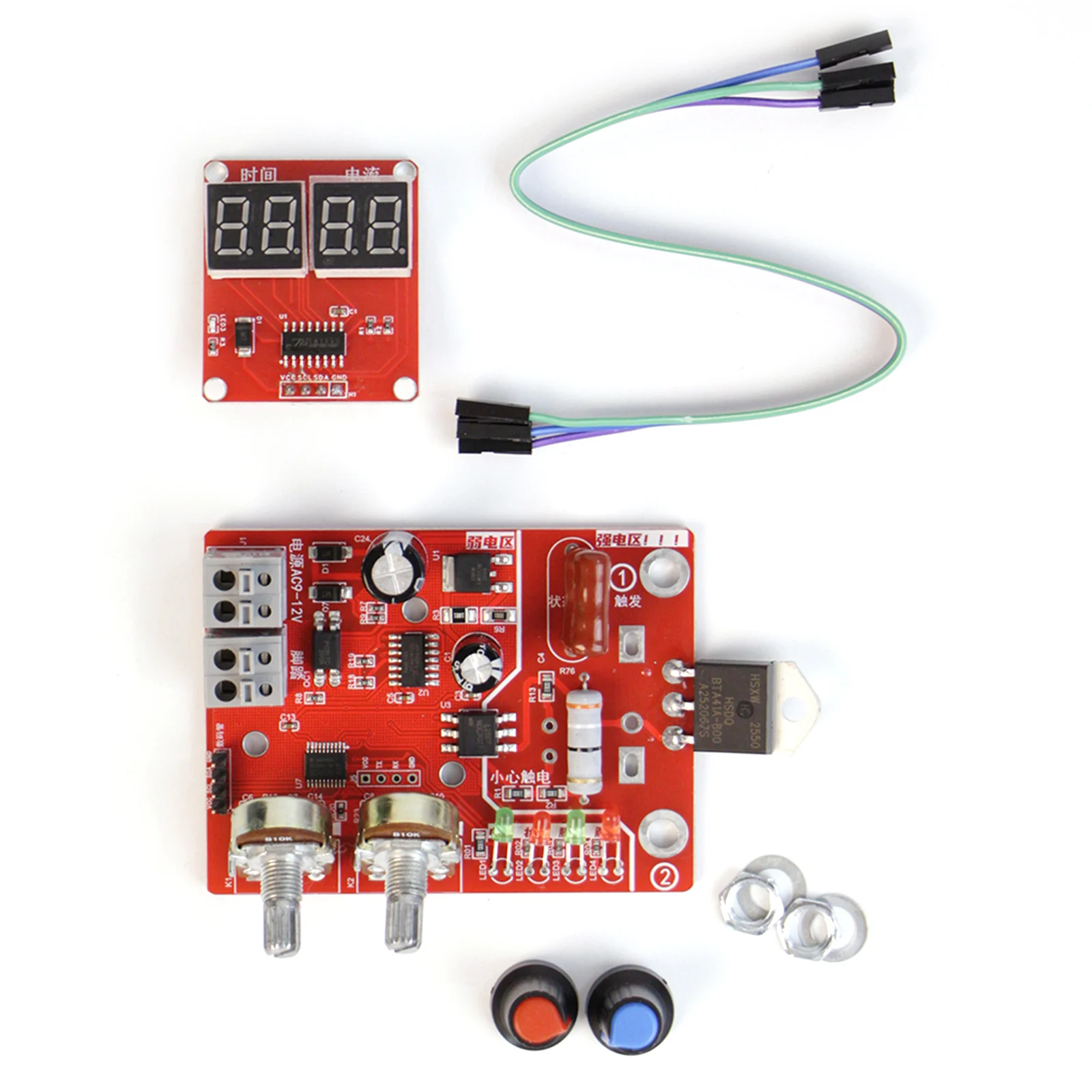 Spot Welding Machine Control Board Adjustable Time Current Transformer Controller Board Digital Display DIY Battery Accessories