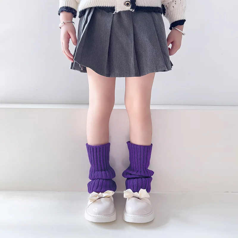 1 Paar Bonbonfarbene Kinder-Beinstulpen Koreanischer Süßer Kinder-Strickfußüberzug Mädchen Lolita-Stil Einfarbige Warme Elastische Röhrensocken – Detail 7