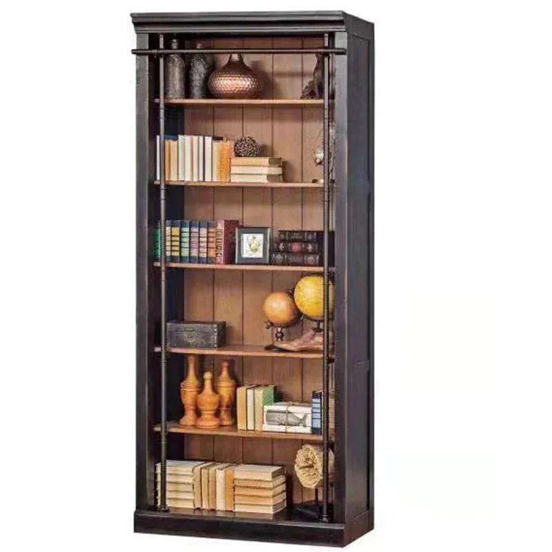 

Книжный шкаф в стиле ретро в индустриальном стиле, книжная полка на всю стену, книжный шкаф, американский антикварный шкаф-витрина ручной работы, многослойный шкафчик