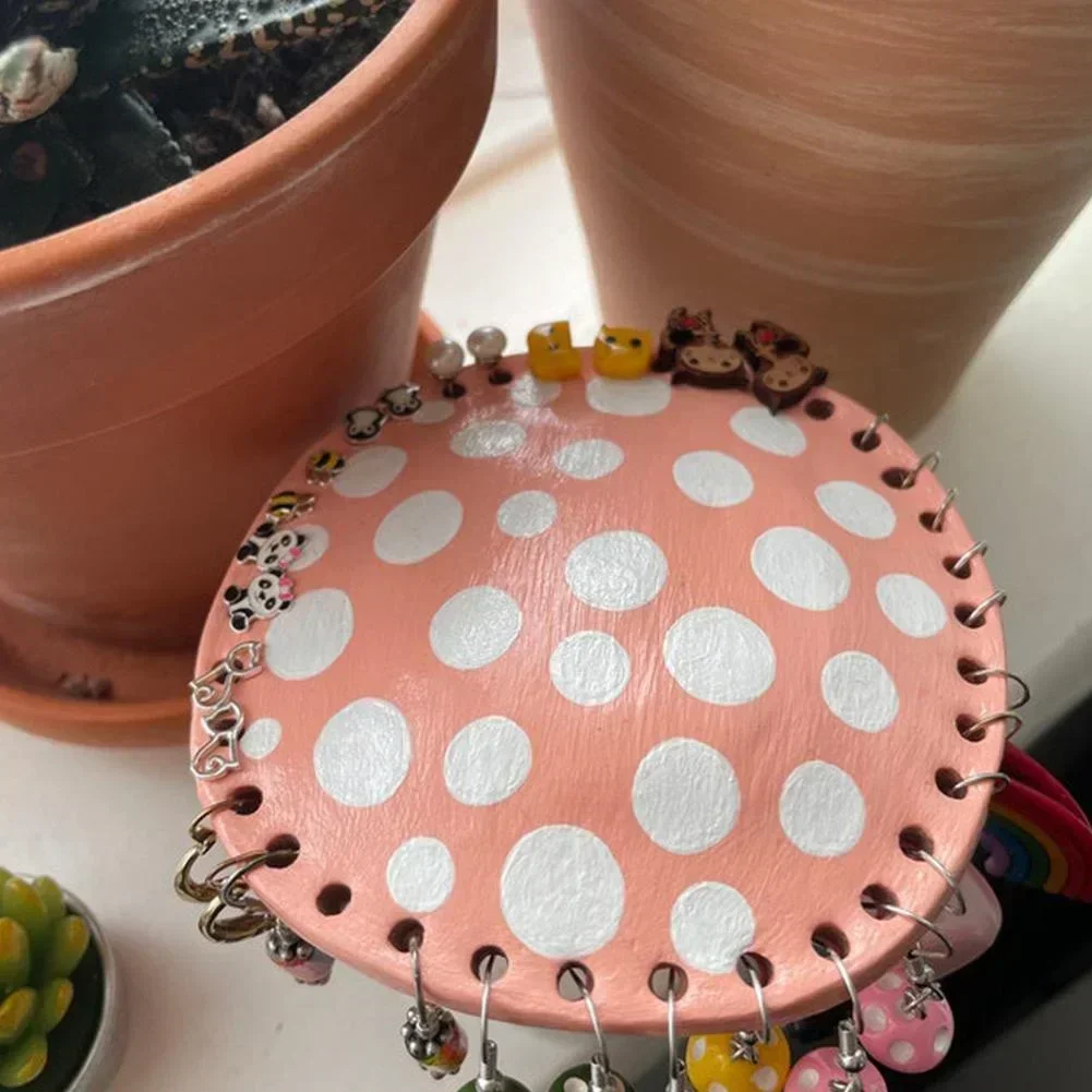 Fashion Mushroom Shape Earring Holder 26 Holes Earrings Storage Rack Display Rack Home Desktop Ornament Stand Resin Organizer