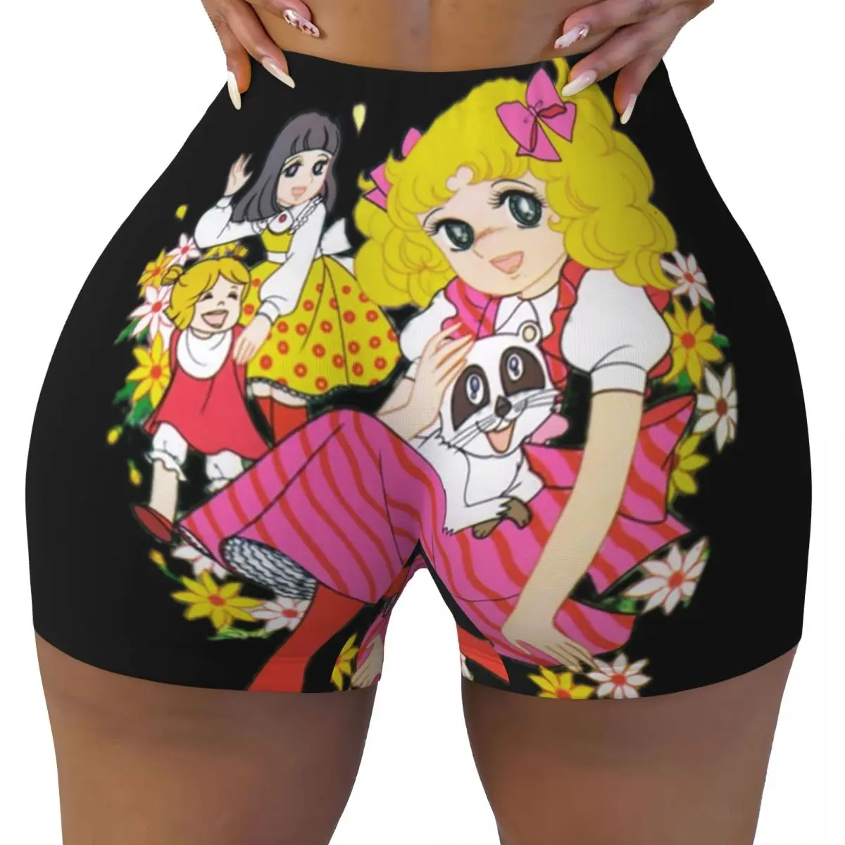 Custom Candy Candy Workout Biker Running Shorts Women Animated Anime Movies Gym Yoga Shorts