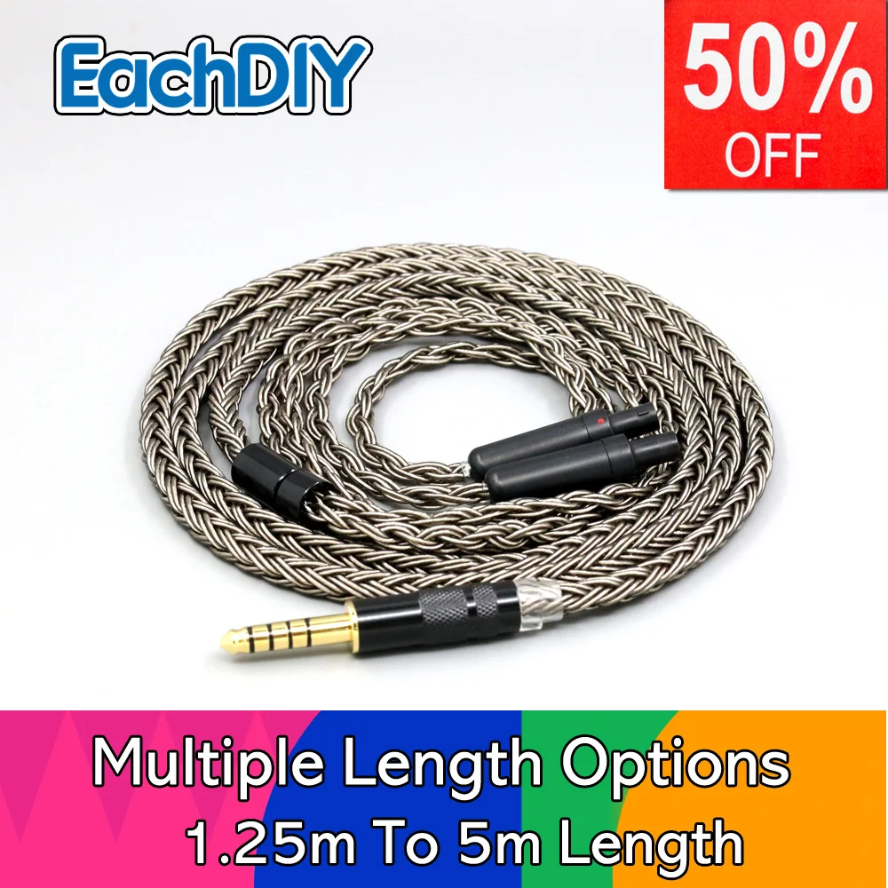 

16 Core Grey Earphone Cable Silver plated For Dharma D1000 Sennheiser HD800 HD800s HD820s HD820 Headphone LN008843
