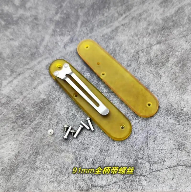 1 Pair Custom Made ULTEM PEI Scales with Pocket Clip for 91mm Victorinox Swiss Army Knife