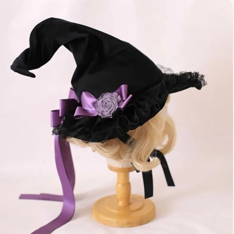 ハロウィンダーク小さな帽子ヘアアクセサリービクトリア朝のゴシックロリータ頭飾り甘いレースの弓帽子コスプレヴィンテージ魔女帽子