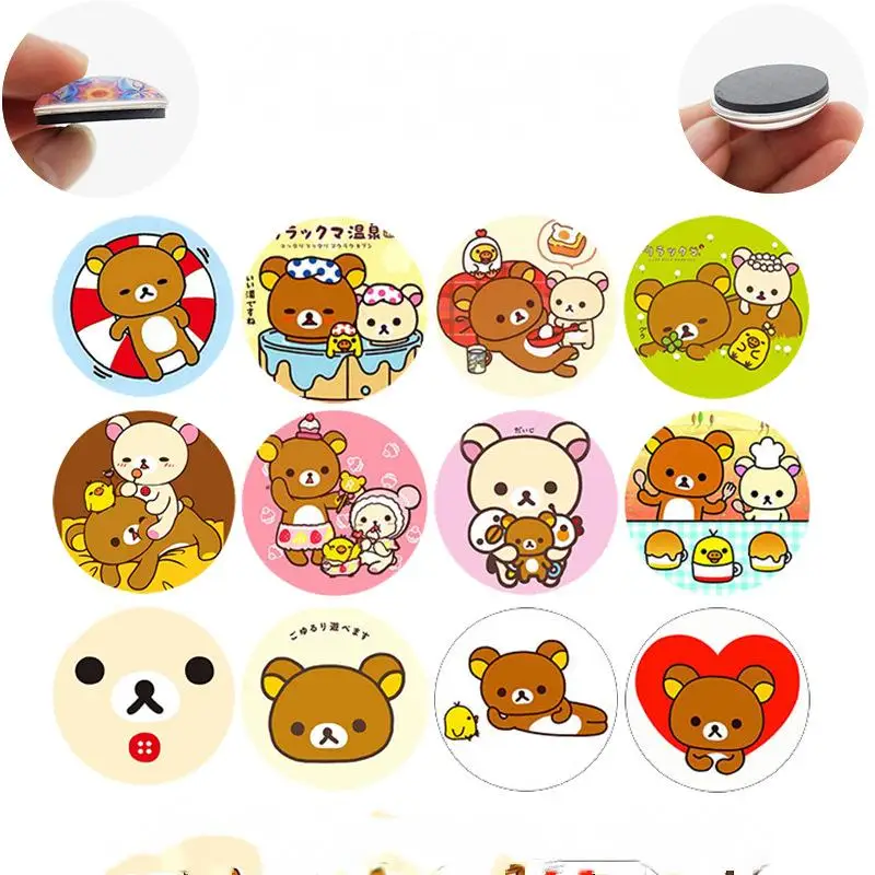 12Pc Kawaii Rilakkuma Refrigerator Magnet Cartoon Soft Magnetic Refrigerator Decoration Accessories Japanese Anime Peripheral