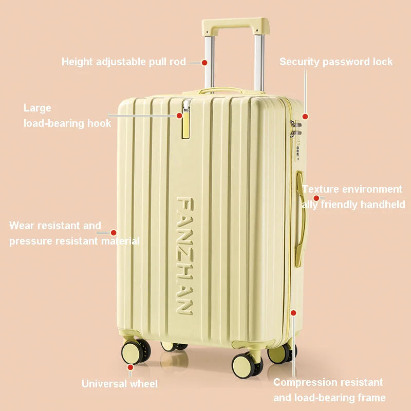 Ins Style Luggage Trolley Case Durable Silent Wheels Suitcase for Korean Girls Boys Large Capaci Student Password Case Travel