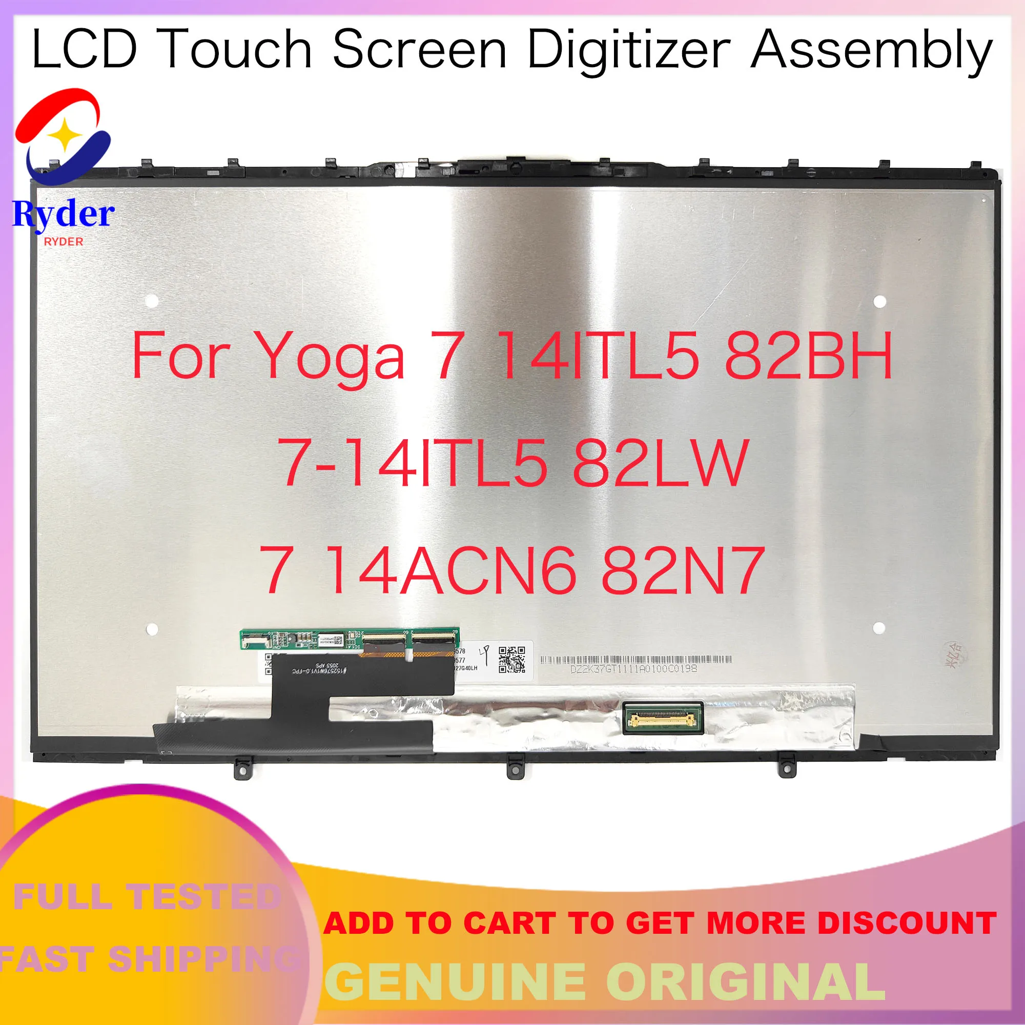 14 Inch LCD Display Touch Screen Replacement Assembly FHD For Lenovo Yoga 7 14ITL5 82BH 82LW 7 14ACN6 82N7 7-14ITL5 5D10S3974