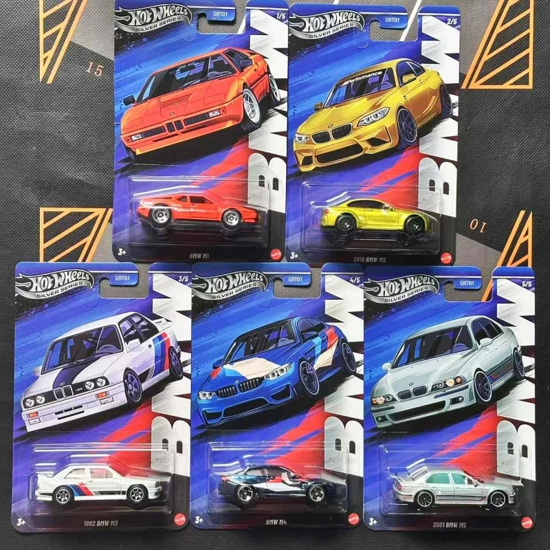 

Подлинная литая модель автомобиля Hot Wheels Bmw Set 2025 Silver Series M1 M2 M3 M4 M5 в масштабе 1:64, неоткрытая модель автомобиля Grt01, игрушка в подарок