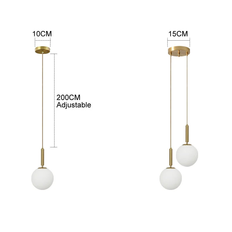 Lampade a sospensione moderne a sfera di vetro a LED, utilizzate per ristoranti domestici, interni, decorazioni per hall dell'hotel, scale, ciondolo in ottone