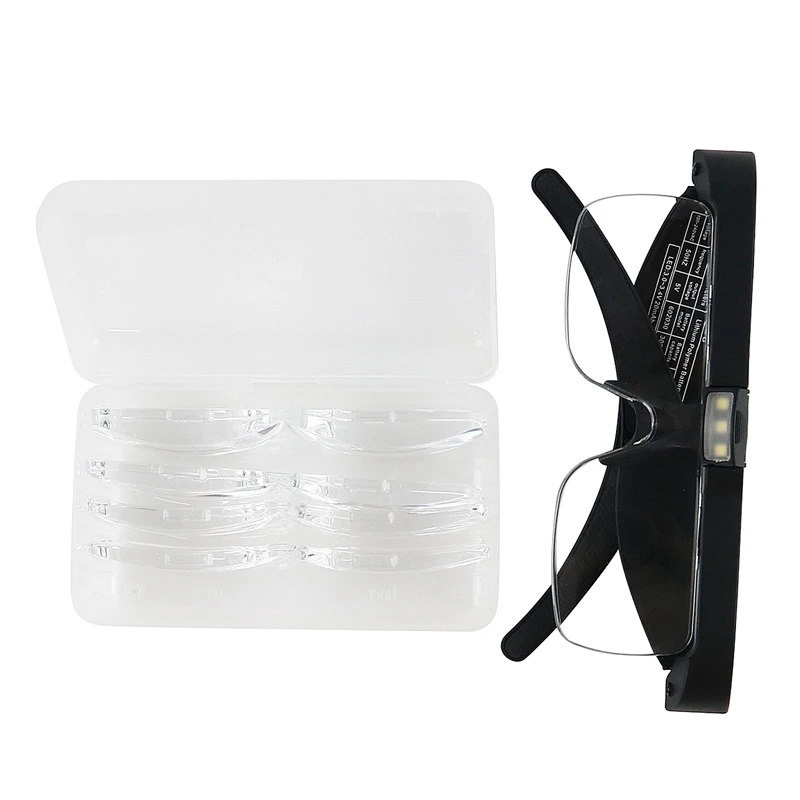 Lupas para gafas recargables 2.0X 3.0X 4.0X, lupa de gases de lectura de 150 / 250 grados con iluminación, reemplaza la lente