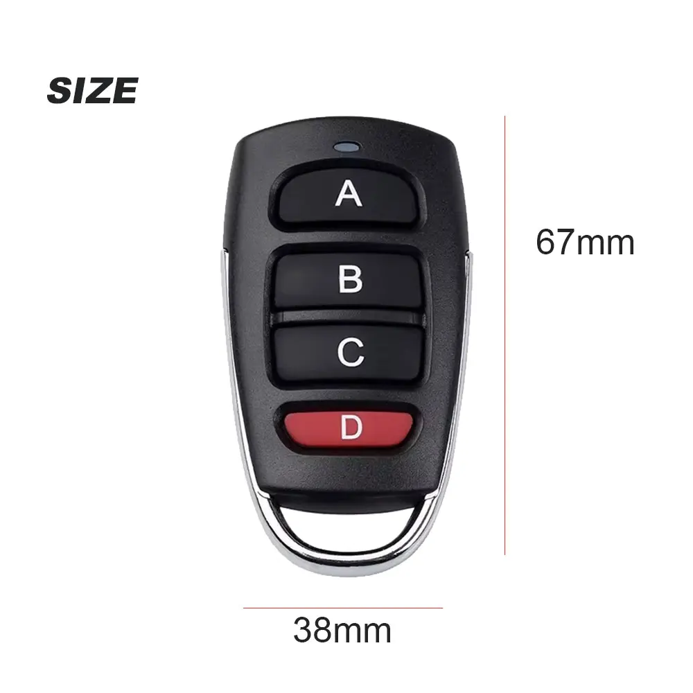 433MHz Remote Control 4 Channel Transmitter EV1527 Momentary Mode Self Locking Switch Relay Interlock Garage Door Keychain