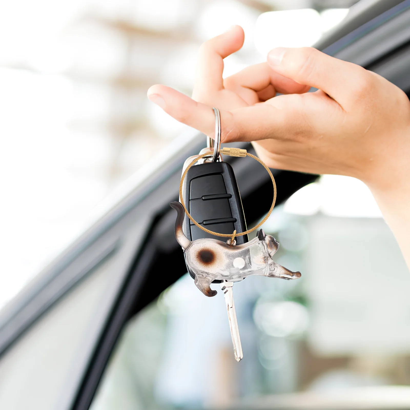 

Pet Hair Storage Bottle Keychain Transparent Design Portable Lightweight Creative Cat Element Versatile Application Keepsake