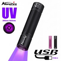 Mini 365nm UV Flashlight USB Rechargeable Ultraviolet Blacklight Marker Cat Dog Urine Money Fluorescence Detector Light
