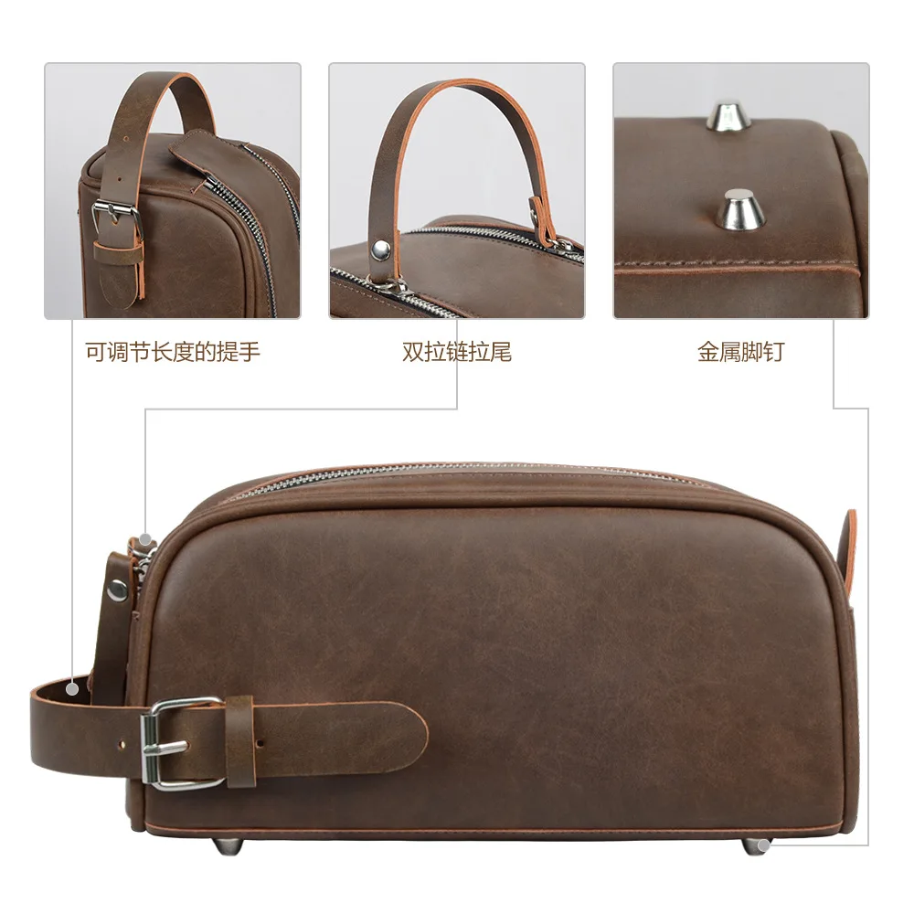 pu retro large capacity waterproof wash bag high-grade cosmetic bag storage bag travel handbag