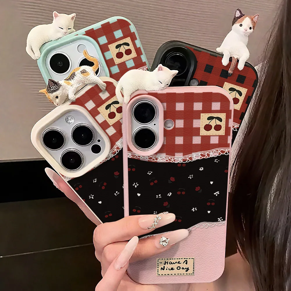 لطيف القط ثلاثية الأبعاد قضية الهاتف آيفون 17 غطاء آيفون 12 15 13 14 11 17 16 برو ماكس 16 زائد 17 الهواء iPhone17 iPhone11 لينة فوندا غطاء #6