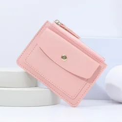 Porte-monnaie en cuir simple pour femme, mini fermeture éclair, solide, multi-cartes, porte-monnaie, petit, femme