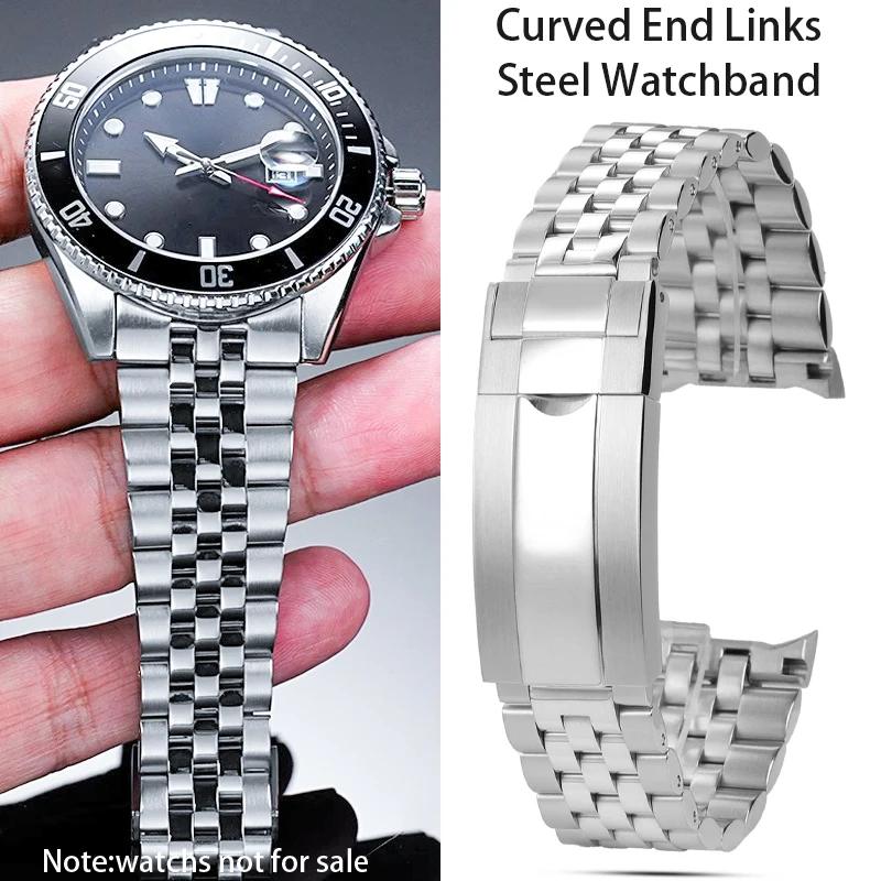 22mm Jubilee Curved End Links Steel Watchband Fine Adjustment Clasp for Casio Duro MDV106 MDV107 MTPVD01 22mm Bracelet