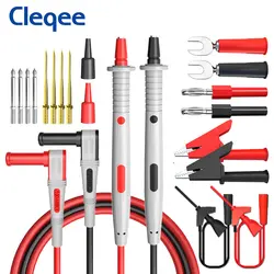 Cleqee P1503D 20PCS 4MM Banana Plug Test Leads Kits with Test Hook Alligator Clip Replaceable Needles Probes Digital Multimeter