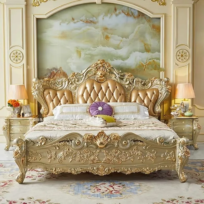 Queen Soft Frame Double Bed Waterproof Wood Luxury European Twin Bedroom Bed Modern Metal Leather Lozko Sypialniane Furniture