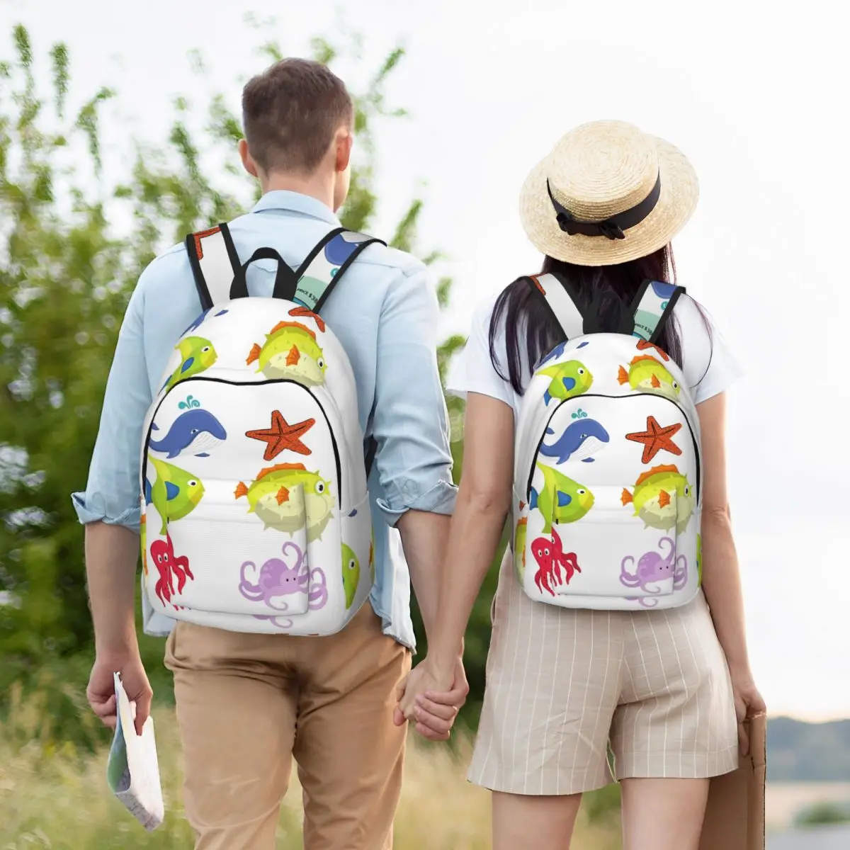 

Colourful Sea Creatures Backpack Student Boys Girls BookBag Children School Bag Computer Shoulder Bags for Men Women