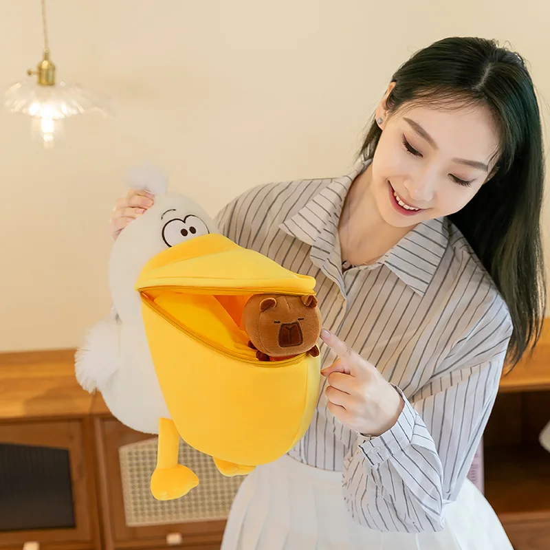 Lawaia Plush Fur Pelican Bag Cute Pelecanus 1pc Yellow Soft Big Mouth Bird Bag Creative Cartoon Accessories Toy