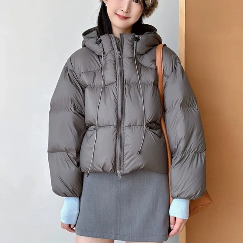 

Высококачественный женский пуховик Parker, новинка 2025, зимний теплый стильный утолщенный белый утиный пух с капюшоном, короткий женский пуховик H434