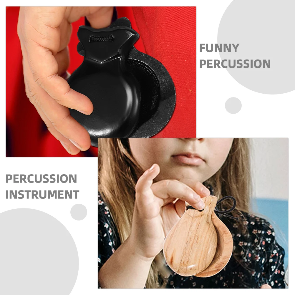 

2 Pcs Spanish Castanets Finger Percussion Instruments Kids Musical for Adults Violin
