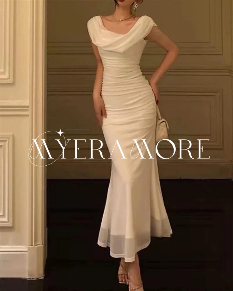 فساتين زفاف أنيقة حورية البحر تول قبالة الكتف فستان عروس من الساتان طول الكاحل رداء حفلات مخصص فيستدوس دي نوفيا #6