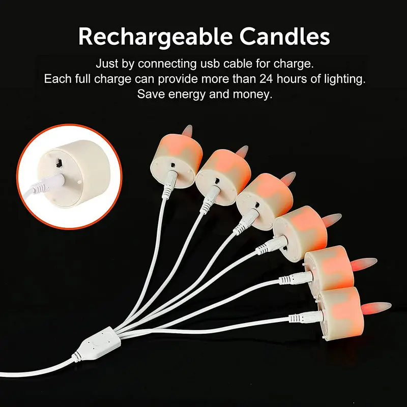 Set of 12 3D Wick Rechargeable Flameless Flickering Led TeaLight Candle Lamp Remote control w/Timer Decorative Home Bar Lighting