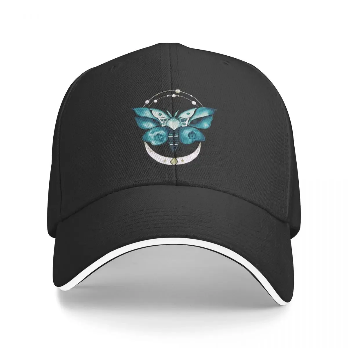 Watercolor lunar turquoise crystal moth Baseball Cap Dropshipping fishing hat Luxury Brand Caps Male Women's