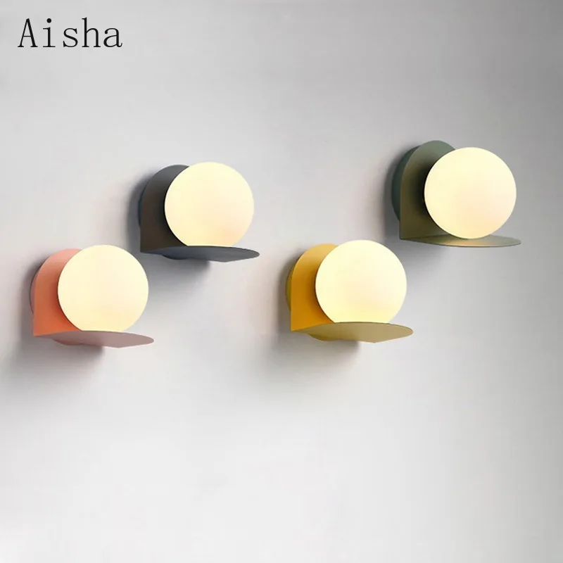 Nordic Macaron Wall Lamp Children's Room Warm Lighting Living Room Bedroom Wall Sconces Coffee Shop Hotel Project Decoration
