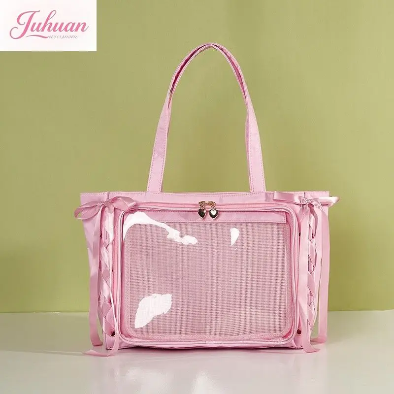 Two-dimensional Single Ribbon Pain Shoulder Bag Girl Transparent Lta Bags Colorful Handbag Large Capacity Satchel Ltabag Women