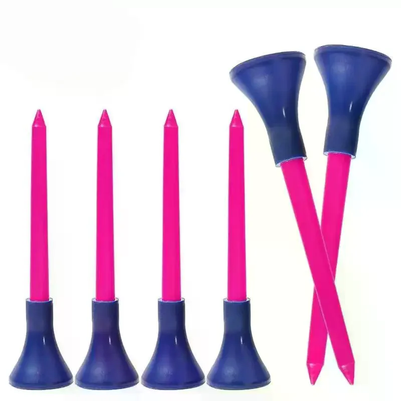 10Pcs Plastic Double-layer Golf Tees Multi Color 83mm Durable Rubber Cushion Top Golf Ball Holder Golf Accessories