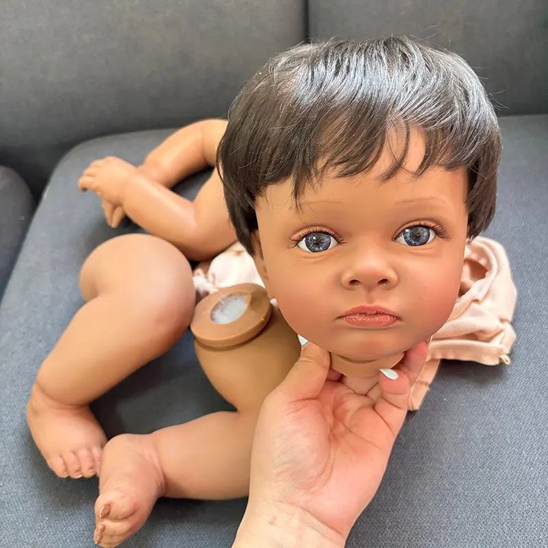 

24inch Dark Skin Tutti Doll Kit Cloth Body Reborn Painted Doll Parts with Hand Rooted Hair