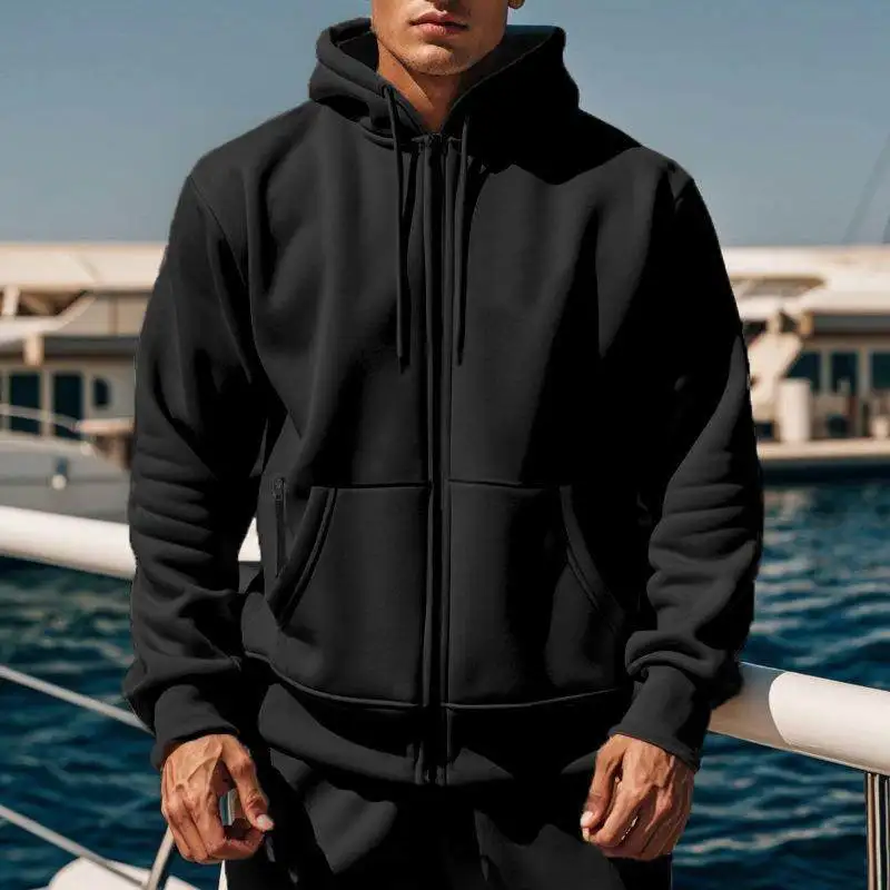 

Мужская однотонная толстовка с капюшоном на флисовой подкладке, с длинными рукавами, спортивная, теплая, повседневная, для зимнего сезона, удобная посадка