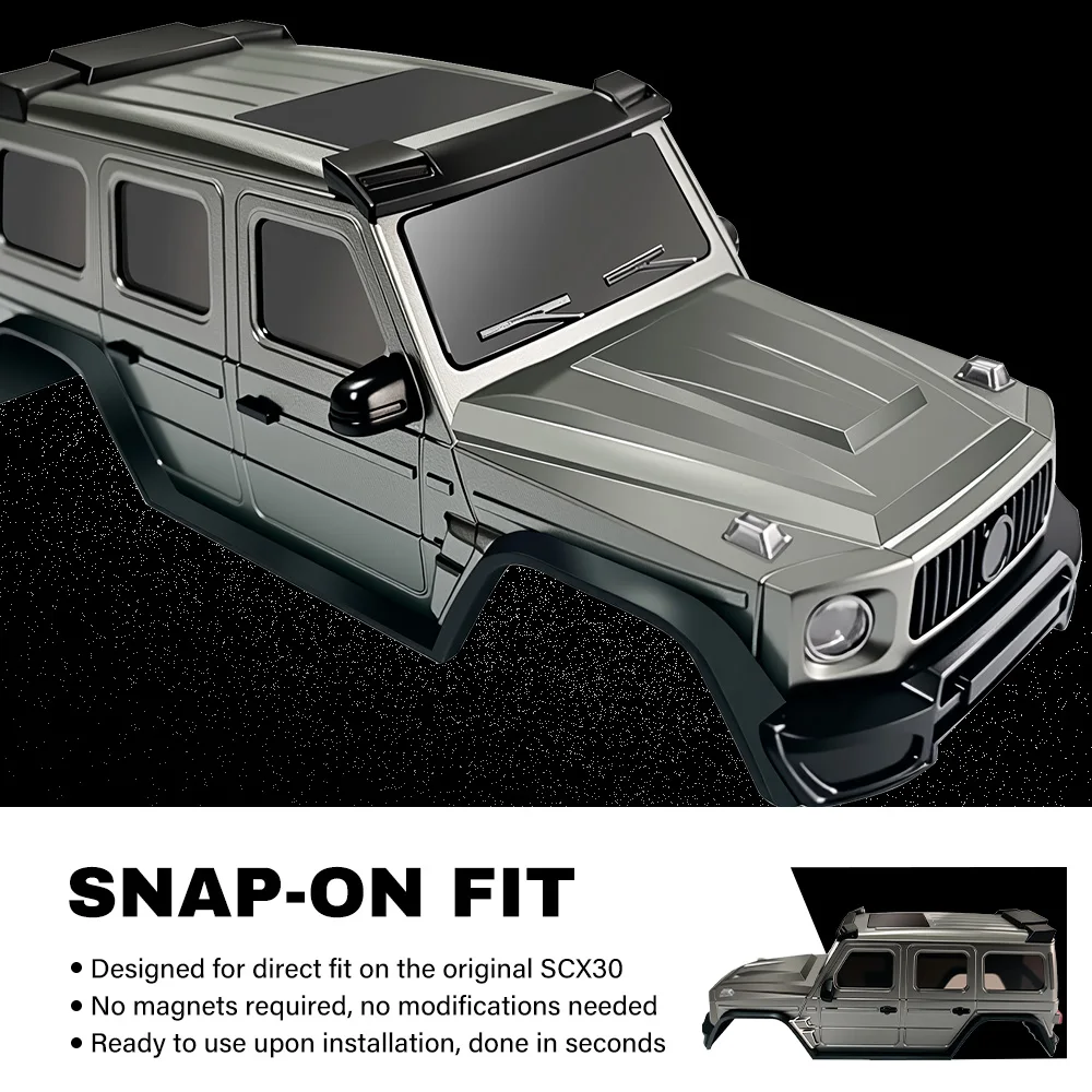 9IMOD SCX30 RC Crawler Body Shell Plastic Painted/Unpainted Cover Direct Fit LED Ready Spare Tire Mount for 1/30 Upgrade