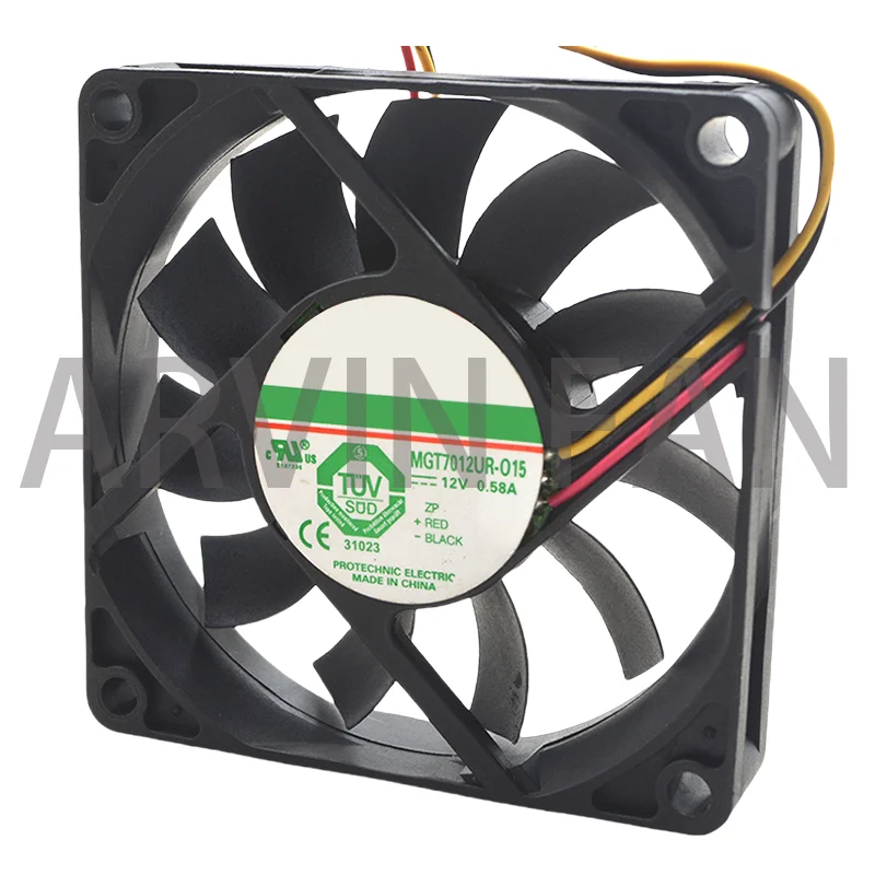 MGT7012UR-O15 12V 0.58A 7 ซม.7015 พัดลมกระจายความร้อน 3 สาย