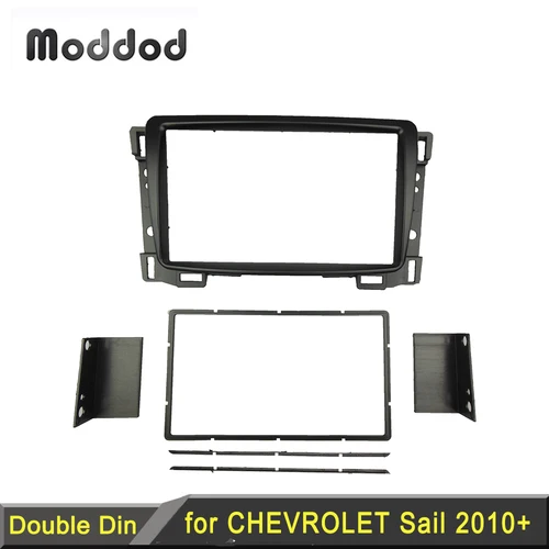 Radio de coche Fascia para Chevrolet Sail 2010 + doble 2 Din DVD GPS reproductor estéreo Panel montaje de salpicadero Kit de moldura reajuste marco bisel