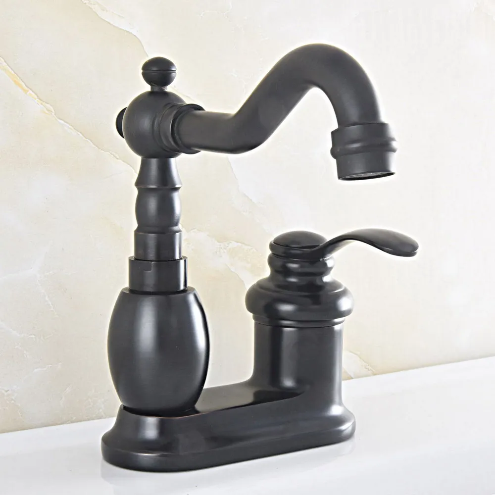 

360 Swivel Oil Rubbed Bronze Bathroom Faucet 4" Centerset Single Handles Lever Deck Mounted Basin Sink Mixer Faucet tsf832