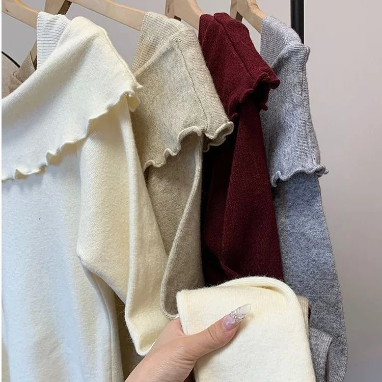 سترة محبوكة على شكل زهرة حمراء من Cisas بقصة ضيقة وملابس داخلية قاعدة irt للنساء لموسم الخريف والخريف ort Sve #3